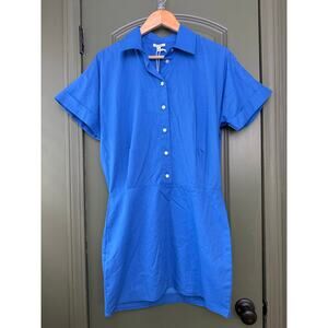 NWT Pistola Blythe Short Sleeve Cotton Mini Shirt Dress Egyptian Blue Small